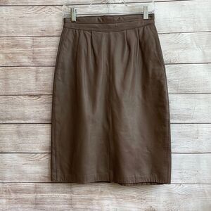 VINTAGE CASABLANCA SKIRT IN BROWN LEATHER‎